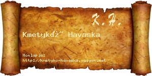 Kmetykó Havaska névjegykártya